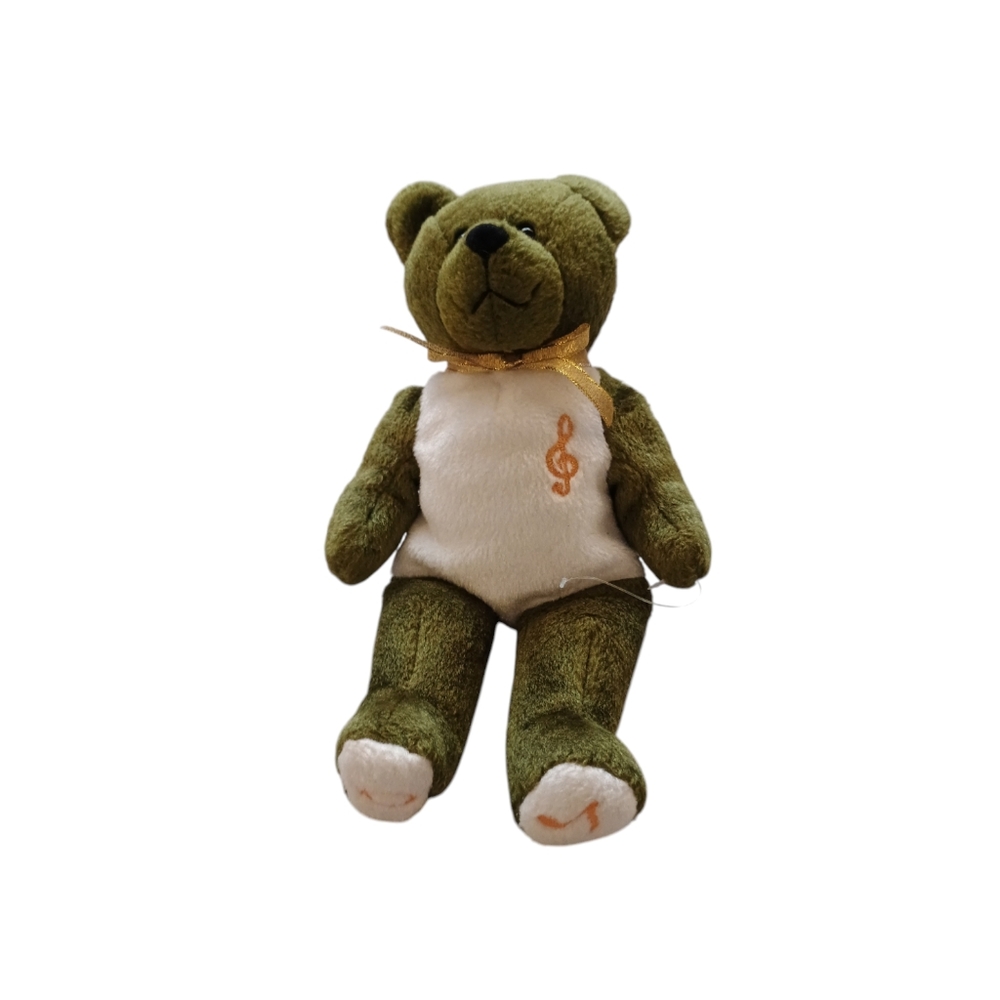 The Original Holy Bears Beanie Bear Sitting Green & White Plush Stuffed Animal - Picture 1 of 10